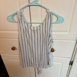 Black and White Crop Tie Front Tank Top